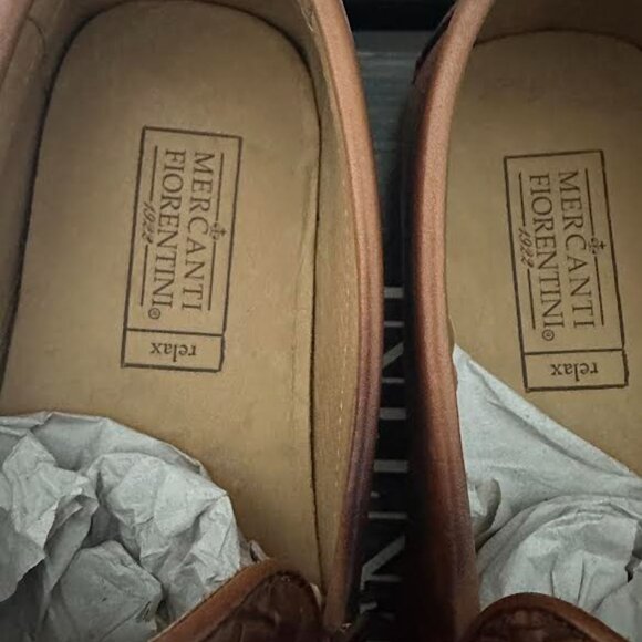Mercanti Fiorentini Mens Brown Leather Woven Square Toe Slip On Shoes Size 10.5m main image 4